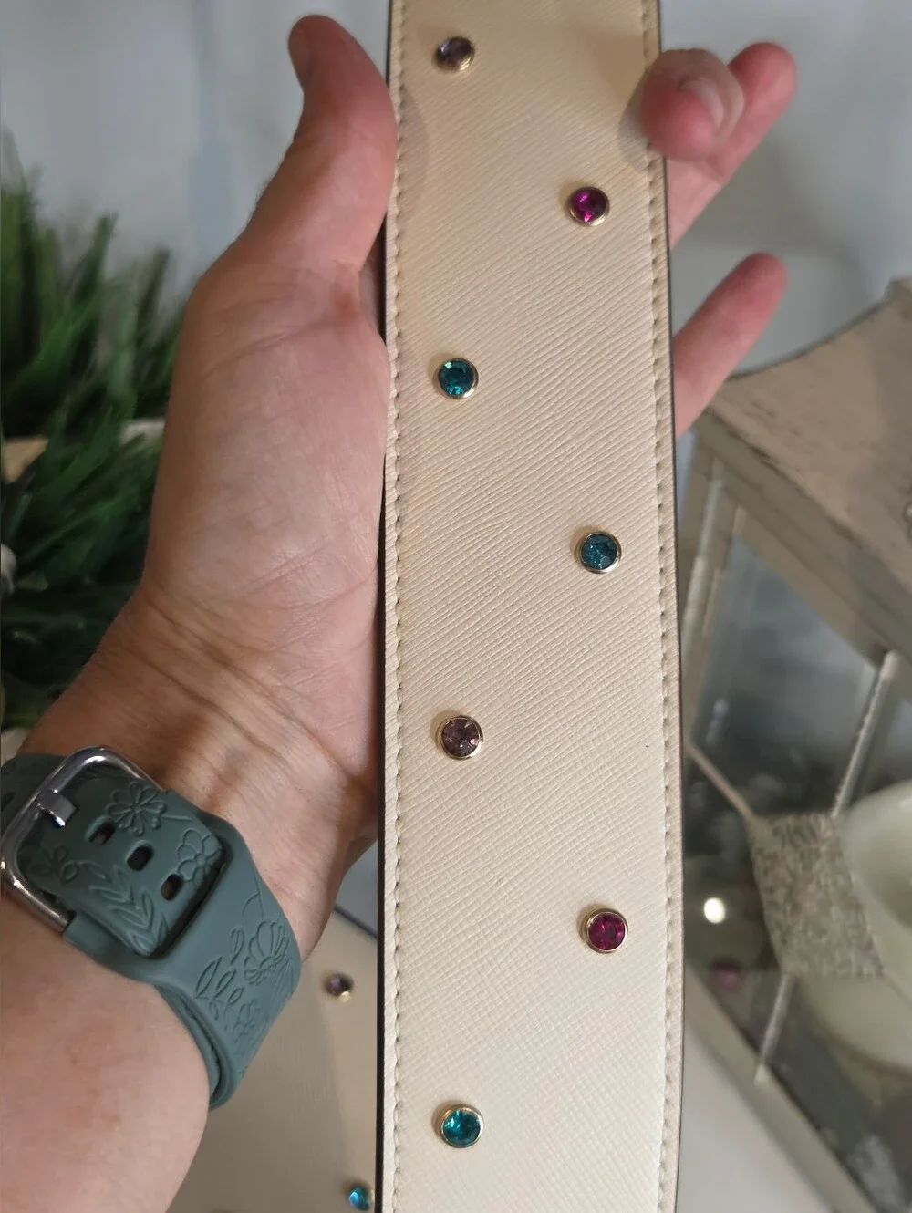 Kate Spade Madison Saffiano Leather Studded Saddle Bag Meringue